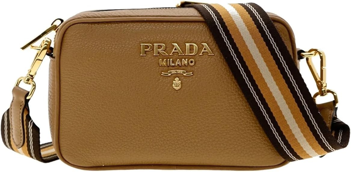 Prada Milano Leather Crossbody Bag, Small, Caramel, 7W x 5H x 2.5D inches