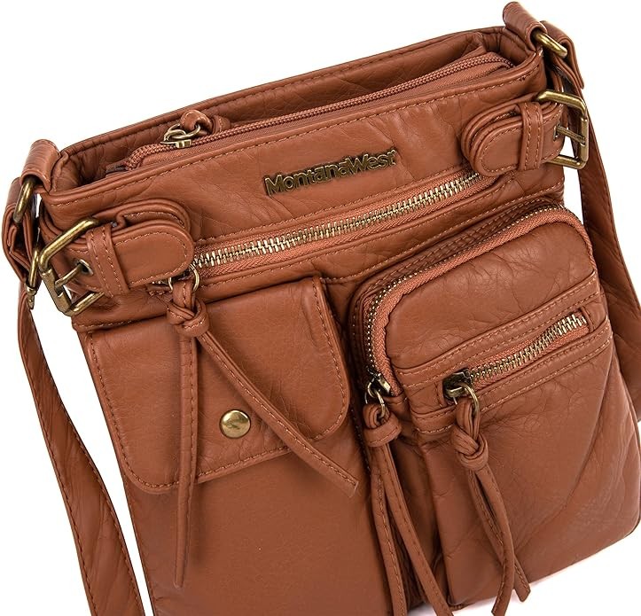 Montana West Crossbody Bag for Women Multi Pocket Shoulder Bags Medium Travel Purses Ultra Soft Washed Leather