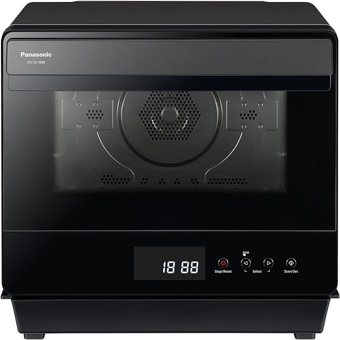 Panasonic HomeChef 7-in-1 Compact Oven with Convection Bake, Airfryer, Steam, Slow Cook, Ferment, 1200 watts, 7 cu ft with Easy Clean Interior - NU-SC180B (Black)