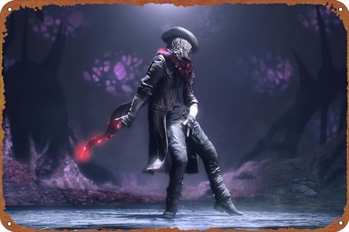 Devil May Cry Video Game Dante Devil May Cry 5 Vintage tin poster, suitable for bars, cafes, offices, restaurants, family gardens, shops, clubs, logo gifts 12 X 8 inches