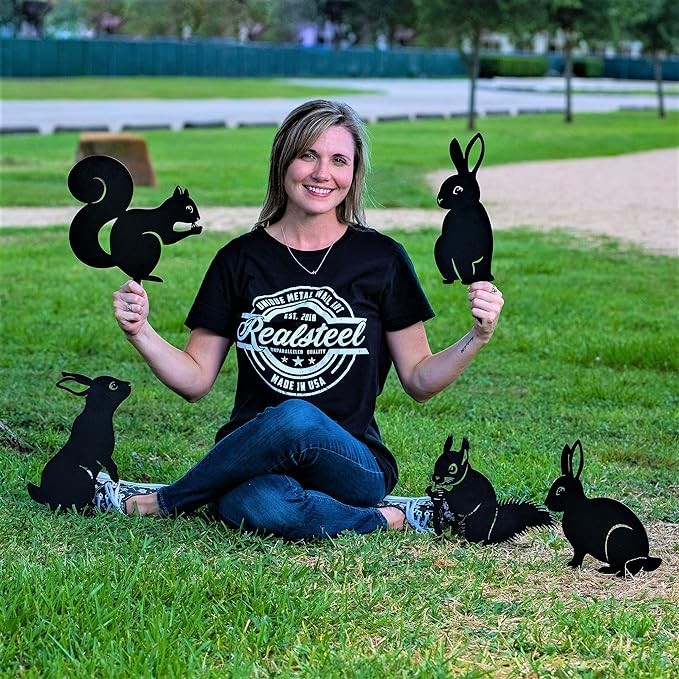 RealSteel, Metal Garden Sculptures & Statues, Yard Art, Flowerbed Decoration, Outdoor Decor, Animal Stake Pack