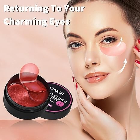 OAKSII Caffeine Under Eye Patches, 60 Pcs Brightening Eye Masks for Dark Circles and Puffiness with Hyaluronic Acid, Gel Pads Reduces Wrinkles Revitalises and Refreshes for Puffy Eyes